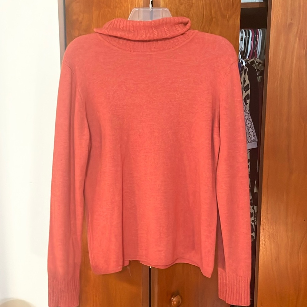 Gently worn brick colored size large mock turtle cashmere sweater